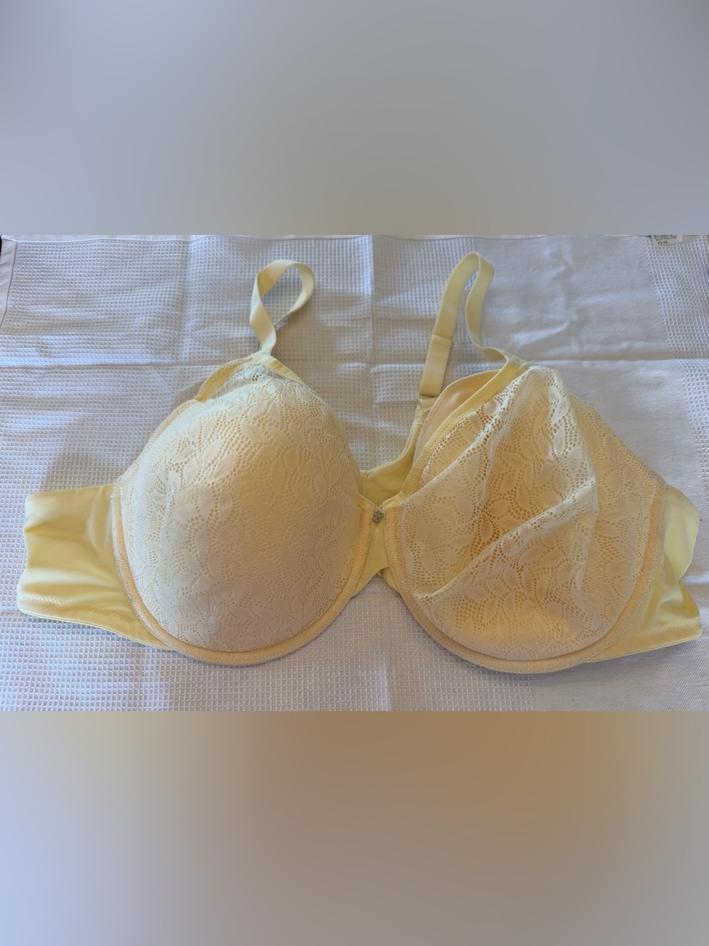 Breezies Floral Leaf Overlay Contour Underwire 48C - very pale yellow